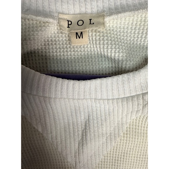 POL Cream Waffle Knit Heart Pocket Long Sleeve Top Women's Size M, Valentines - Picture 5 of 7